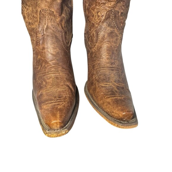 Junk Gypsy by Lane "Spirit Animal" Brown Leather Western Boots 8.5 Fringe Bootie - Picture 2 of 16